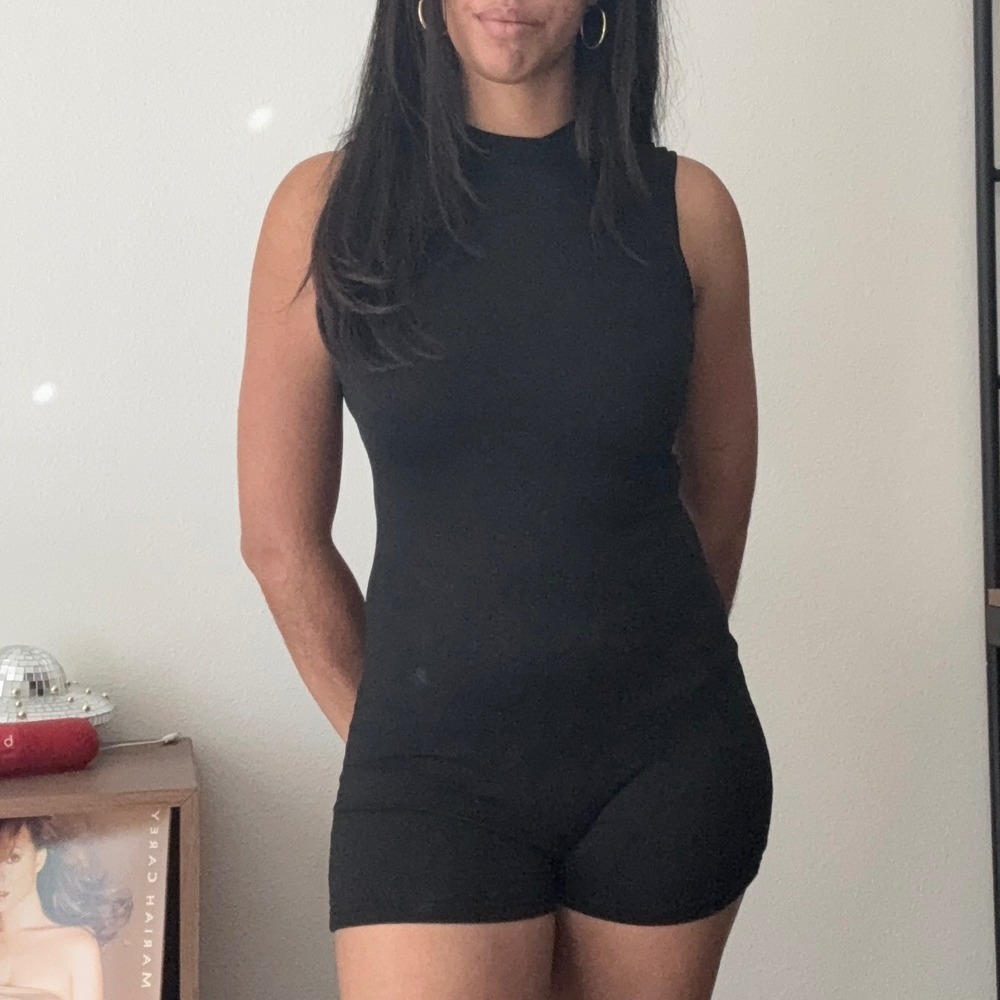 SHEIN Black Mock Neck Sleeveless Bodycon Romper Playsuit Size M